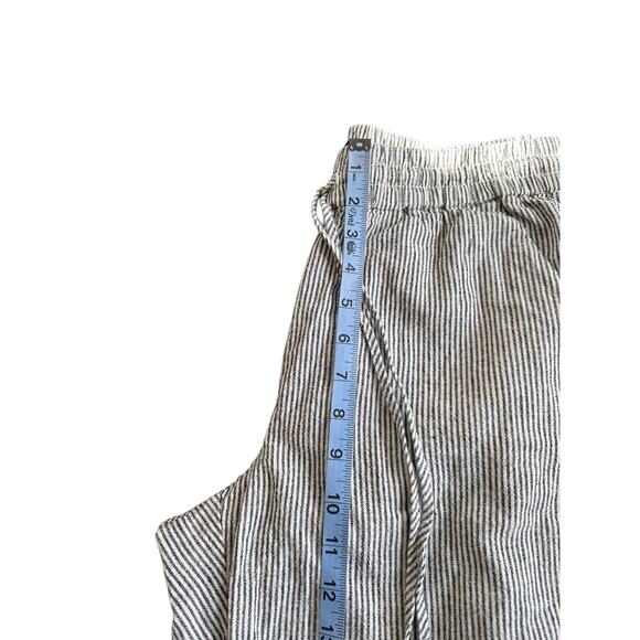 J.Crew Gray White Pull On Stretch Linen Cotton Striped Straight Leg Pant Size 10 - Picture 8 of 10